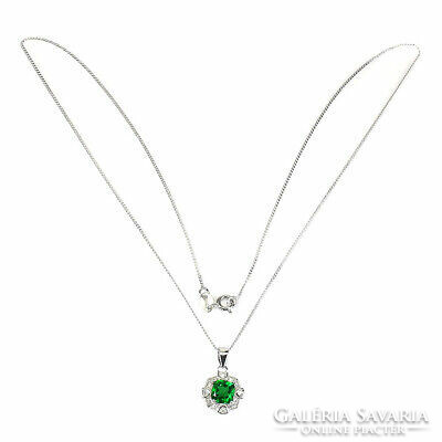 925 Sterling silver pendant with green topaz 6mm
