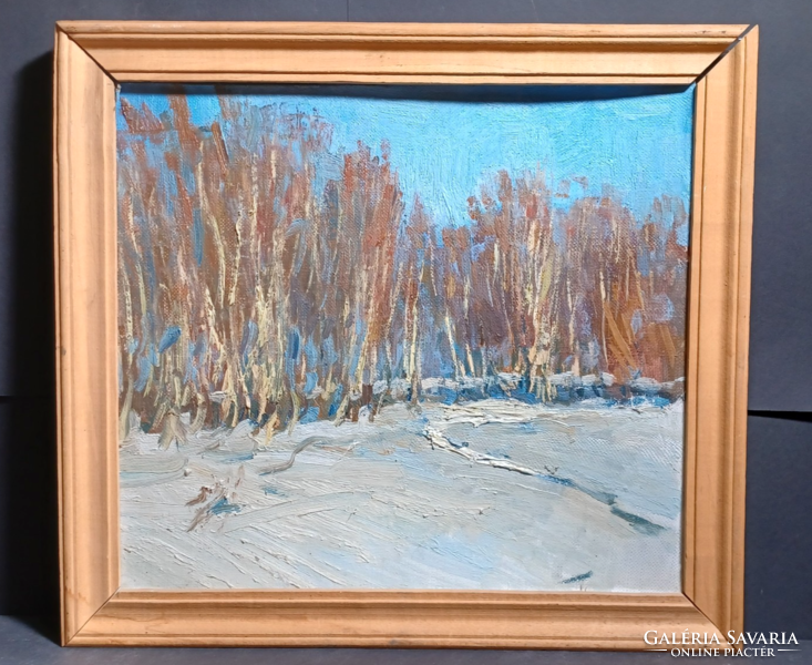 Winter trees (size with frame 44x48 cm) oil - wood fiber
