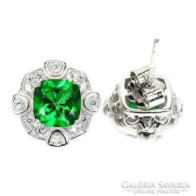 925 sterling silver earrings with green topaz, 6mm