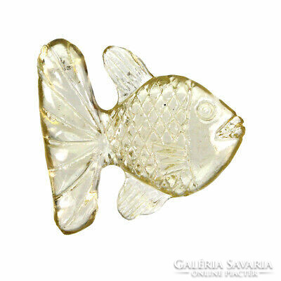 Brazilian citrine faceted gemstone fish amulet