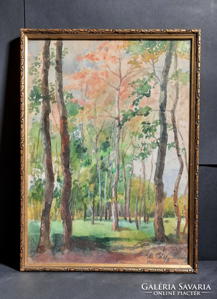 Pálfy piroska: sunny grove, marked 1939 (watercolor) Balásné Pálfy piroska