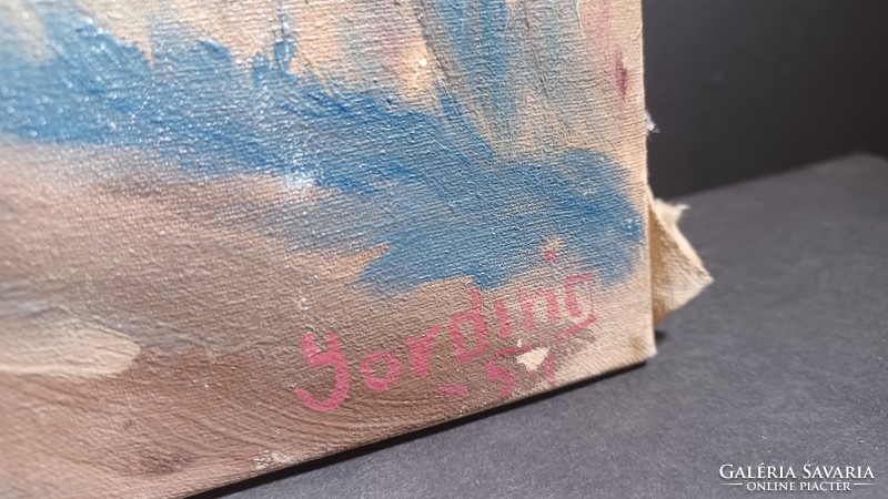 Erdei út (olaj, vászon, 45x42 cm) azonosítatlan jelzéssel, "Jarding" ? - fák, természet