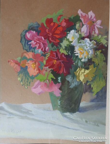 Liogl Krügel – akvarell virágcsendélet