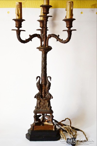 Antik bronz gyertyatartó pár 60 cm tűz-aranyozott eredeti  állapotban 1800 eleje