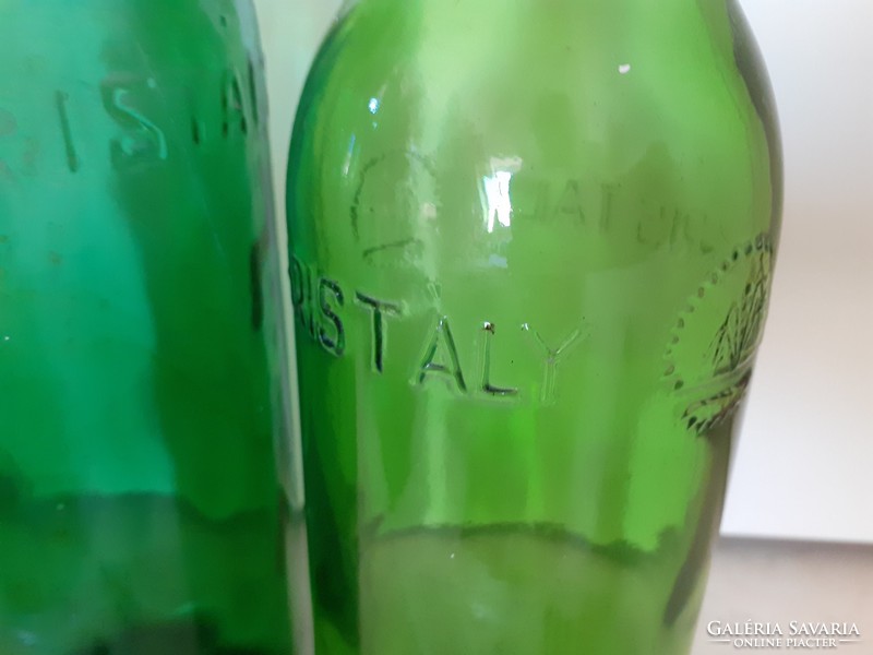 Retro csatos üveg Kristályvíz feliratos zöld palack régi ásványvizes üveg 2 db