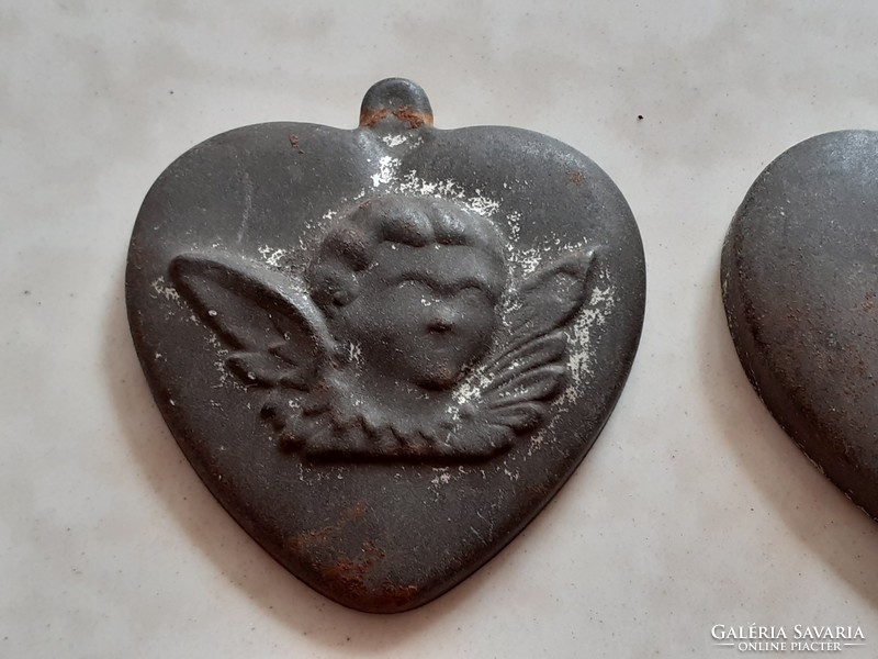 Old mini metal heart-shaped angelic vintage cup 4 cm