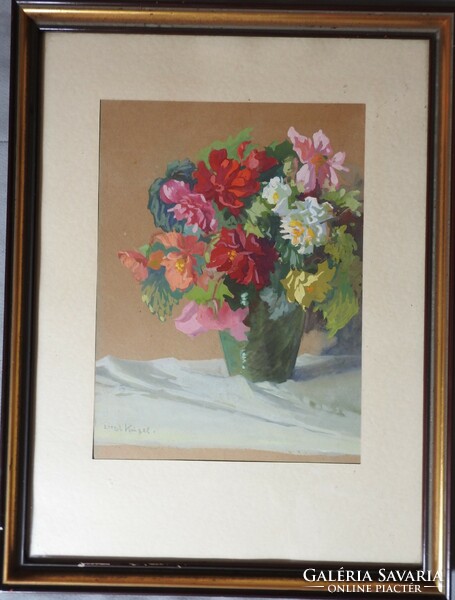 Liogl Krügel – akvarell virágcsendélet