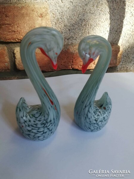 Pair of glass swans