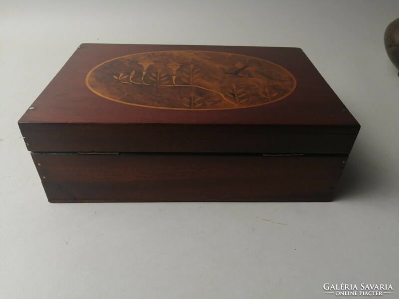 Inlaid wooden box with butterfly