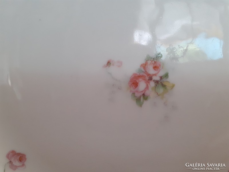 Régi porcelán kínáló tányér rózsa mintás Victoria Austria süteményes füles tálca