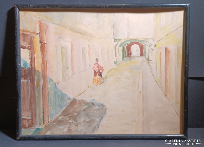 Walk between the houses (38x48 cm) watercolor
