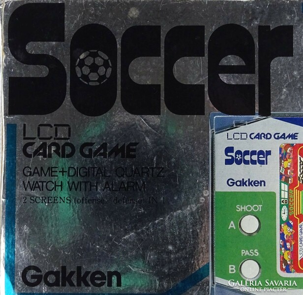 1J927 gakken lcd card game - soccer quartz quartz game in original box