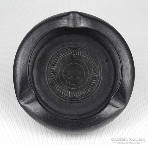1J909 old black earthenware ashtray from Mohács