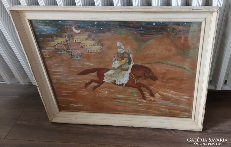 (K) oriental gallopers painting 59x79 cm with frame