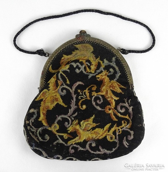 1J912 antique copper buckle dragon decorated women's theater bag