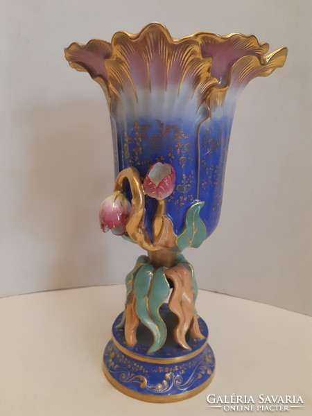 KÜLÖNLEGES!!! Antik bécsi porcelán tulipános váza 1847 Herendi tulipános váza ihletője
