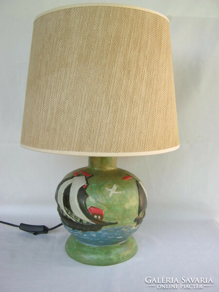 Retro ... Dr. Rank industrial ceramic lamp with sailing ship decoration