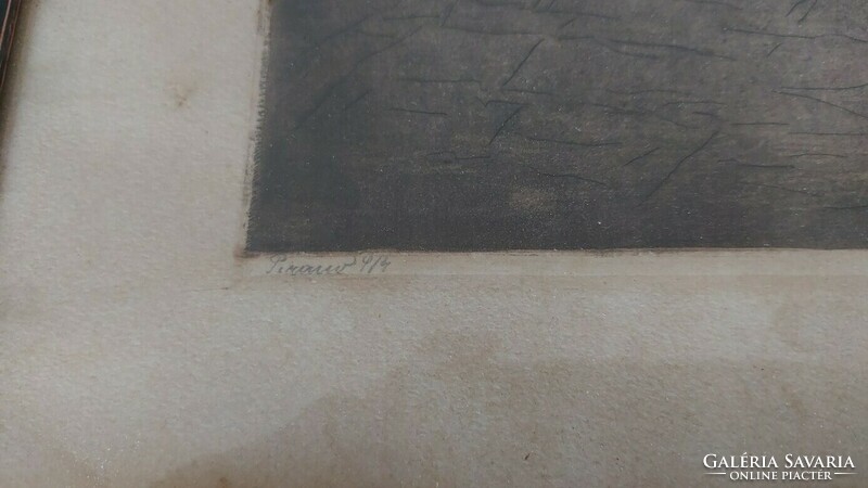 (K) Rézkarc 1914-ből 31x39 cm kerettel