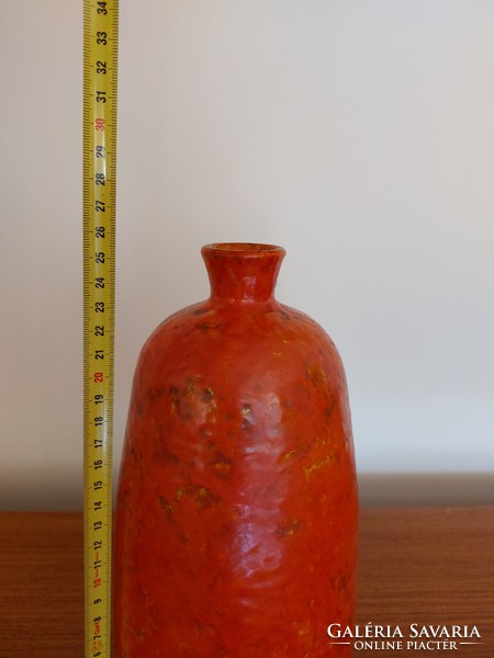Retro kerámia váza régi narancssárga mid century díszváza