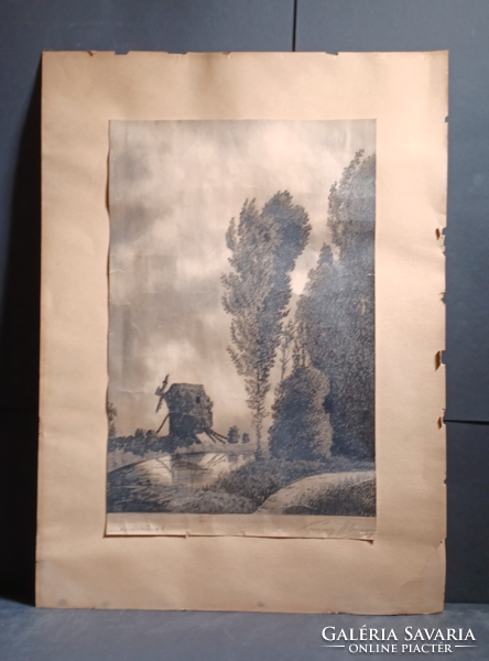 Franz abony: fairytale landscape (etching, full size 49x36 cm)