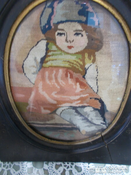 Nice tapestry picture of a little girl in a hat