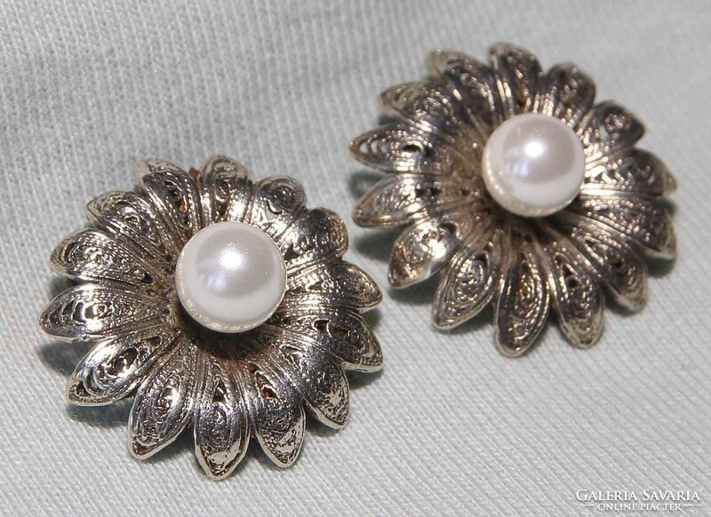 A pair of genuine Art Nouveau silver-plated ear clips