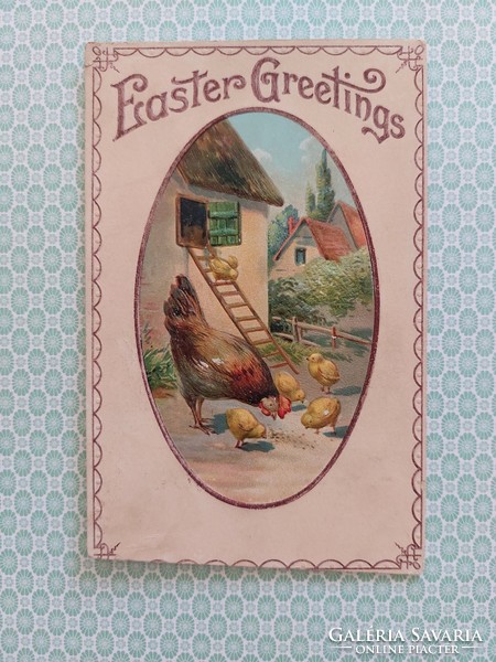 Old Easter embossed postcard 1910 chick postcard