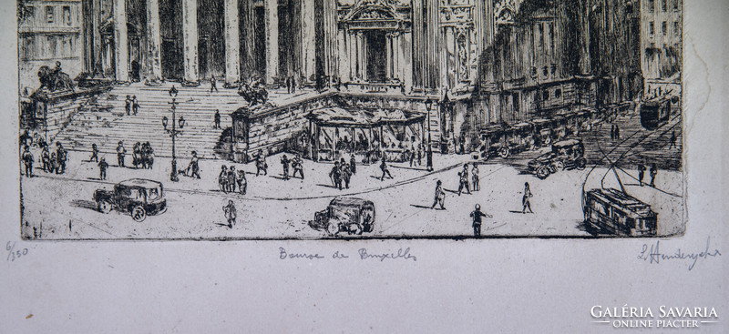 Bourse de Bruxelles gravure A tőzsde épület Brüsszel