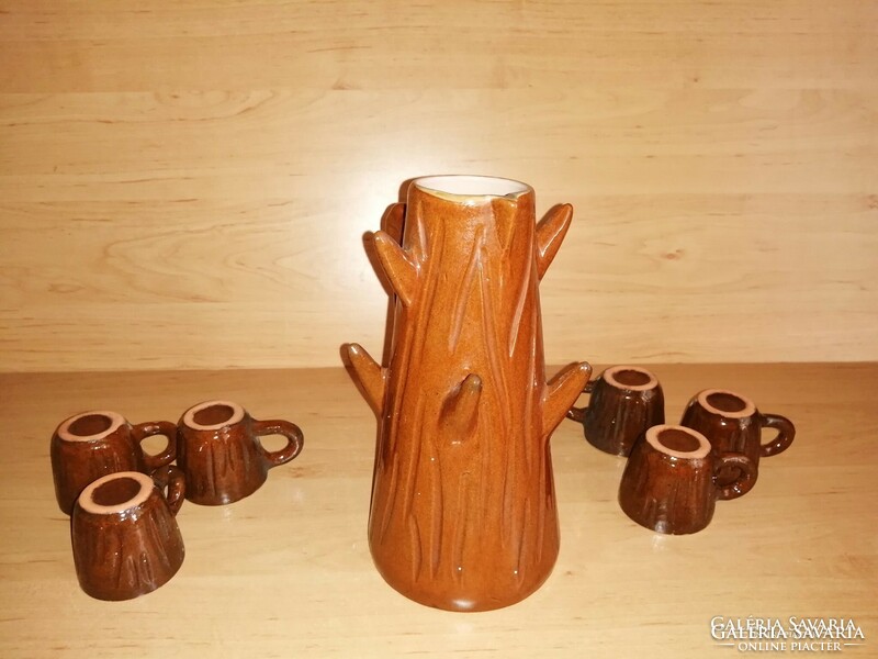 Retro kerámia fa utánzatú rövid italos pohár készlet (F-1)