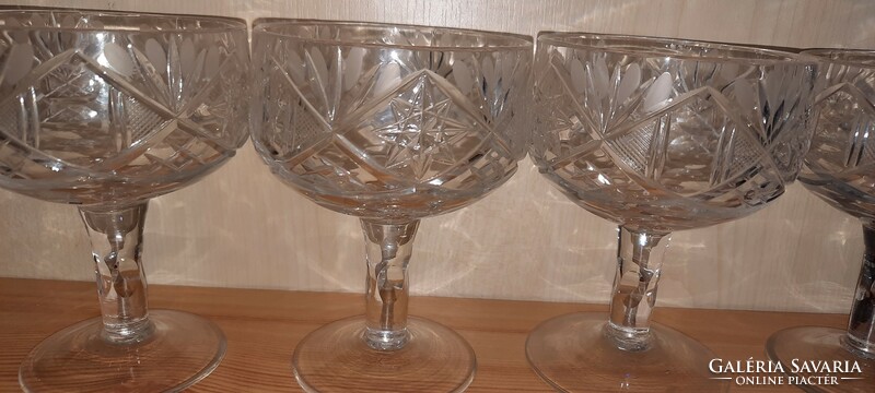 5 beautiful crystal glasses with feet