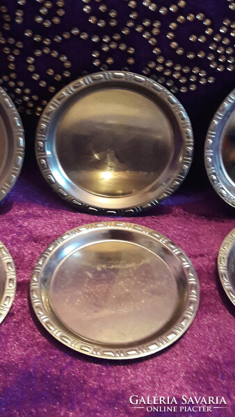 6 silver coasters, miniature bowl (l2877)