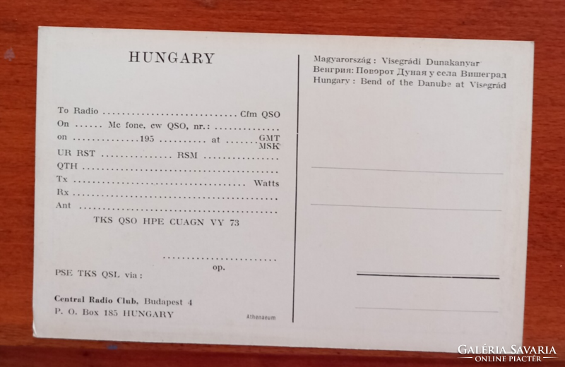Visegrádi Dunakanyar Rádió amatőr (QSL) képeslap az 1950-es évekből.