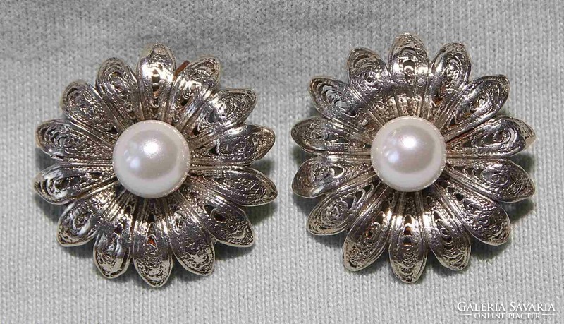 A pair of genuine Art Nouveau silver-plated ear clips