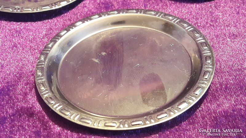 6 silver coasters, miniature bowl (l2877)