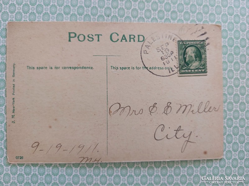 Régi képeslap 1911 virágos levelezőlap