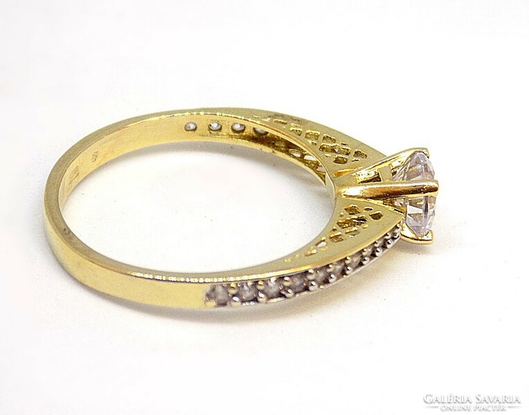 Gold solitaire ring with stones (zal-au109576)