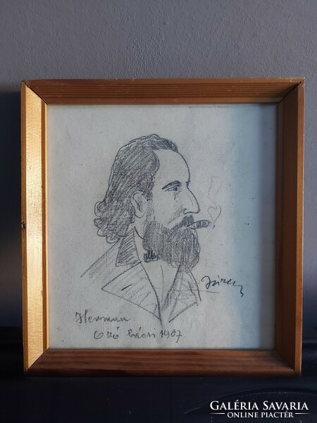 Unsigned pencil drawing - study drawing - portrait of Otto Herman? 083