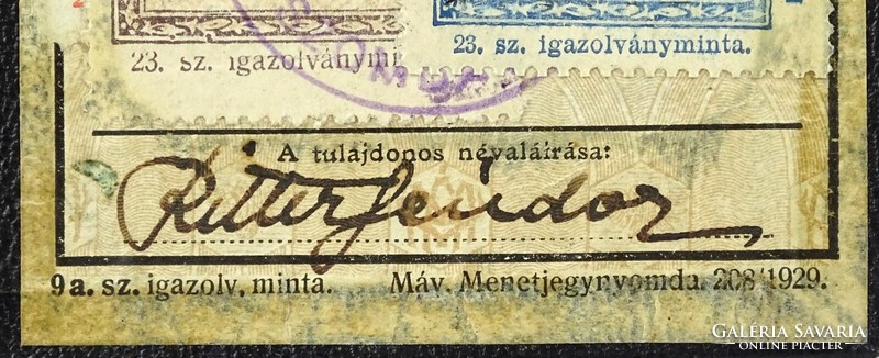 1J970 Régi vasúti igazolvány MÁV 1931