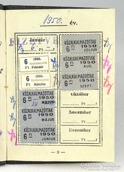 1J984 Régi közalkalmazotti tagsági könyv 1950