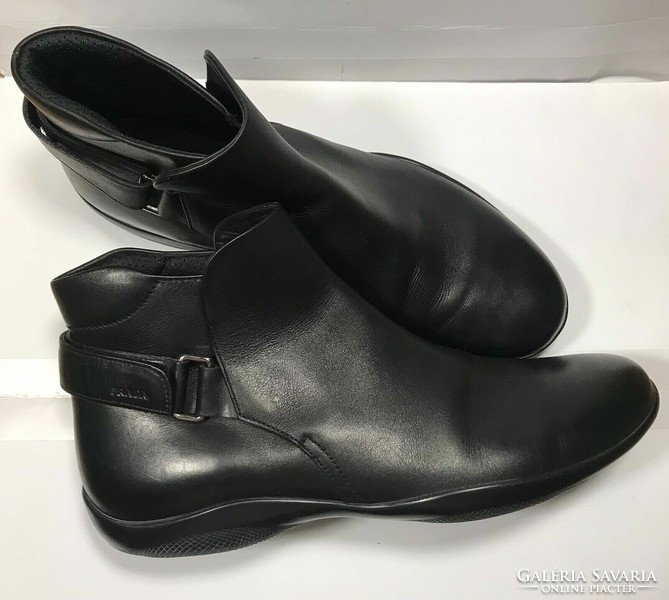 Prada numbered luxury black calfskin men's shoes ankle boots m: 10 / 45 new price: €680