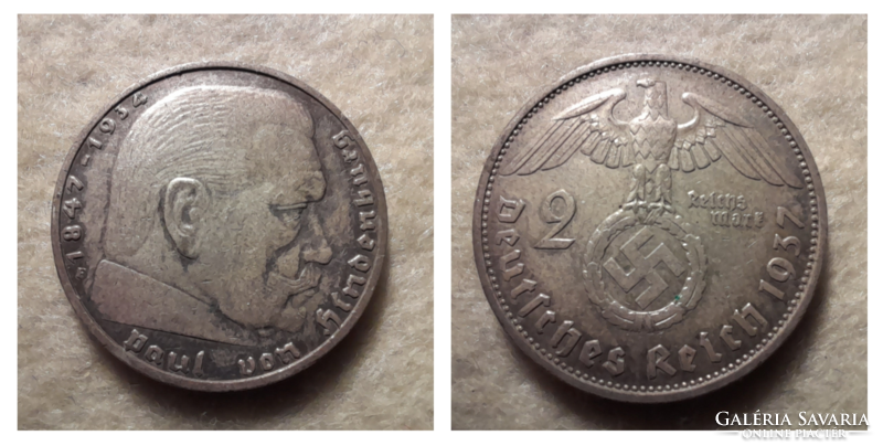 III. Birodalom 2 márka 1937F  Ag ezüst      (posta van)  !