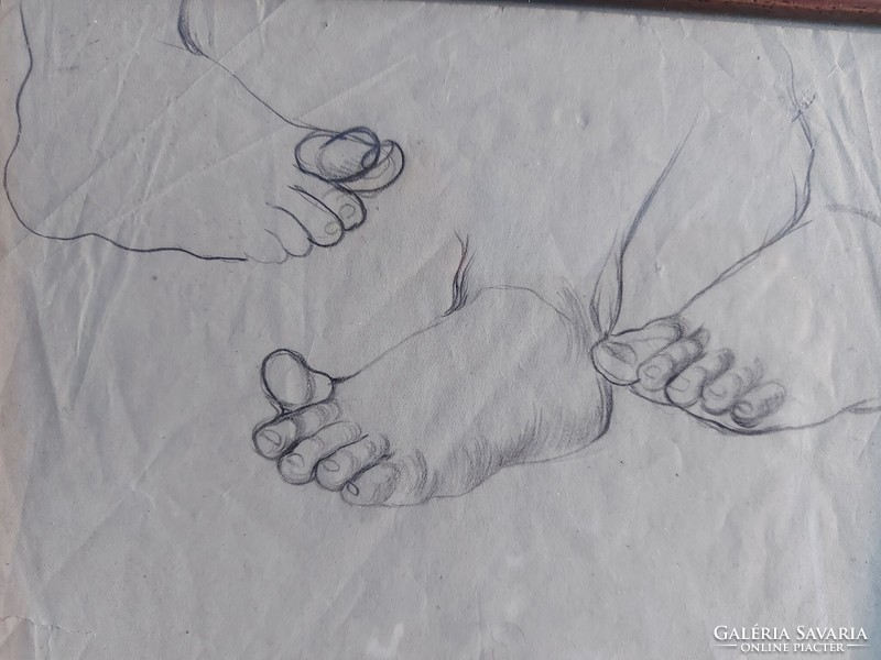Unsigned pencil drawing - study drawing - baby feet 080