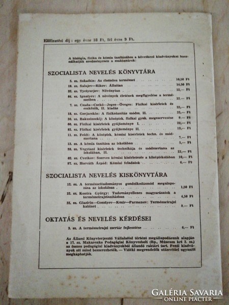 The teaching of natural sciences in 1956