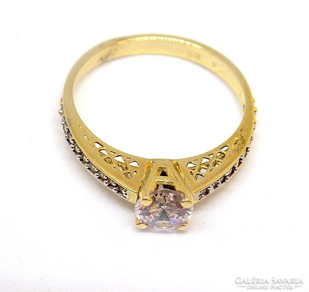 Gold solitaire ring with stones (zal-au109576)