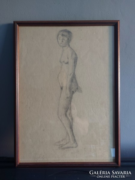 Unsigned pencil drawing - study drawing - female nude 086