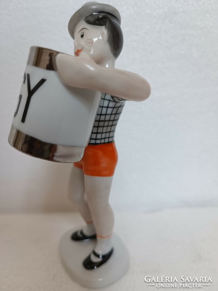 Retro midcentury modern raven house boy tin can advertisement