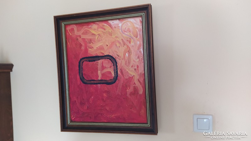 (K) Szép absztrakt festmény, szignózott 50x40 cm keret nélküli aukció