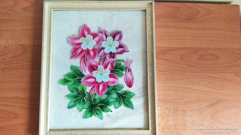 (K) original German glass painting by hinterglasmalerei, marked, signed with 26x32 cm frame