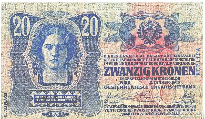 Magyarország 20 korona REPLIKA  1913 UNC II.kiadás