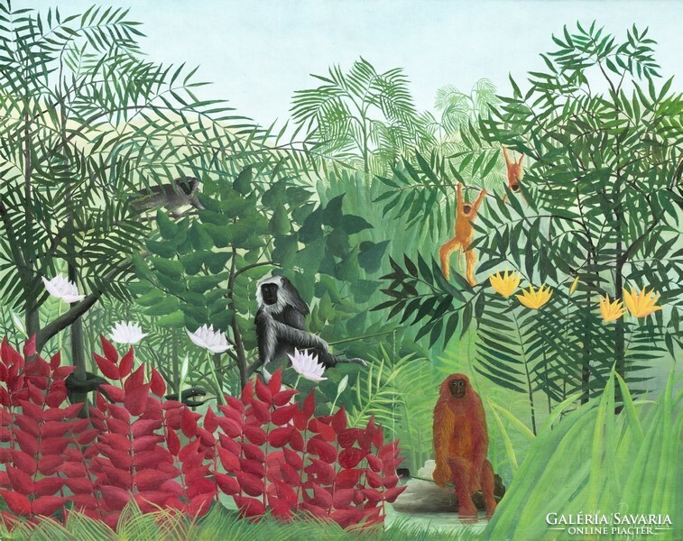 Henri Rousseau Tropical Forest with Monkeys 1910 reproduction canvas print children's room wall picture
